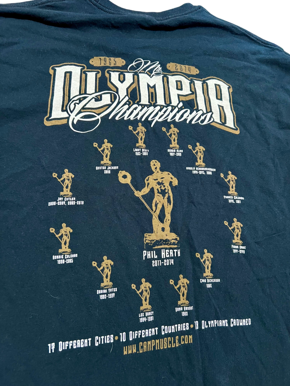 Men's 2XL Mr. Olympia 50th Anniversary Black Vintage Graphic T-Shirt gallery
