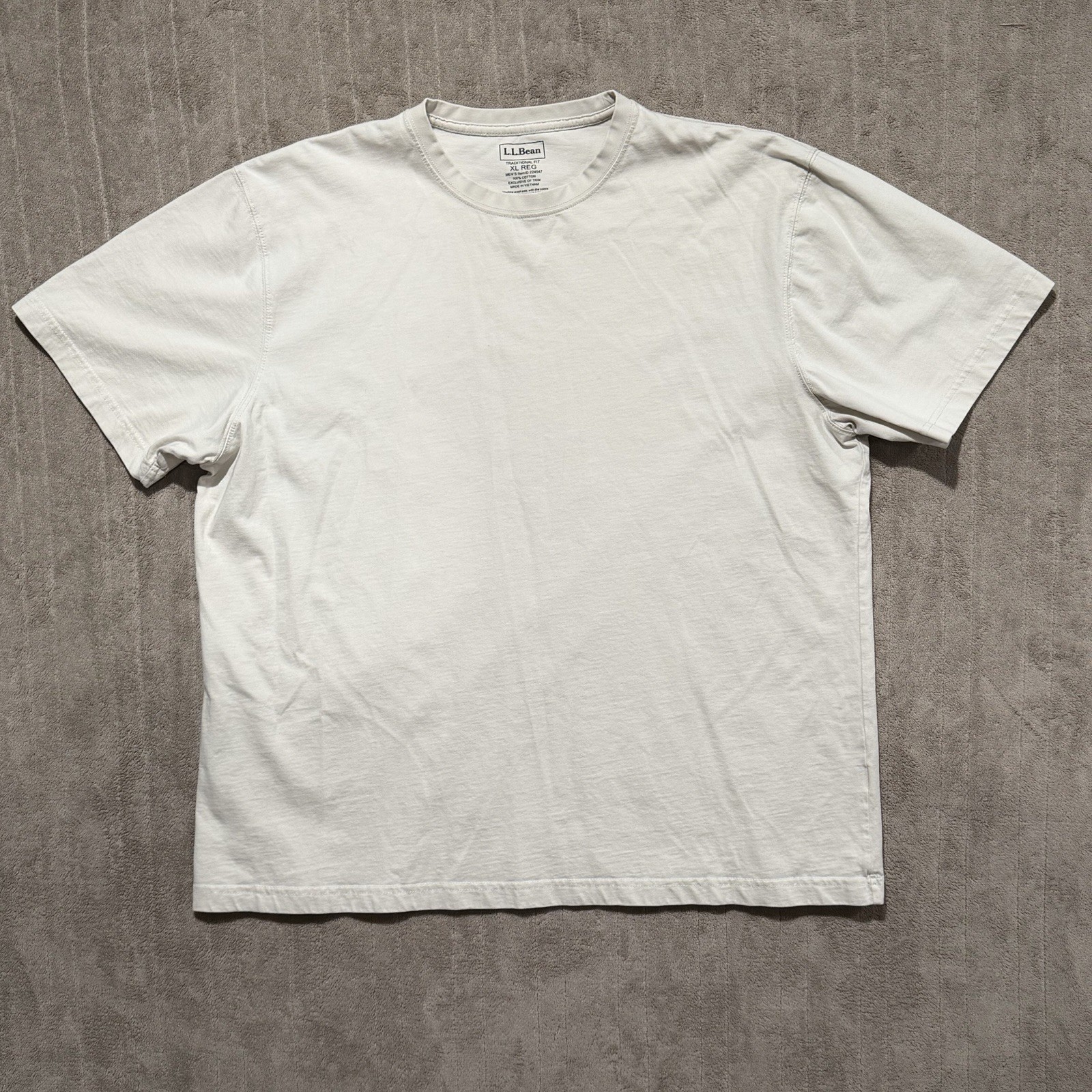 L.L Bean lvory Traditional Fit XL Mens T Shirt Short Sleeve Beige Summer Casual gallery