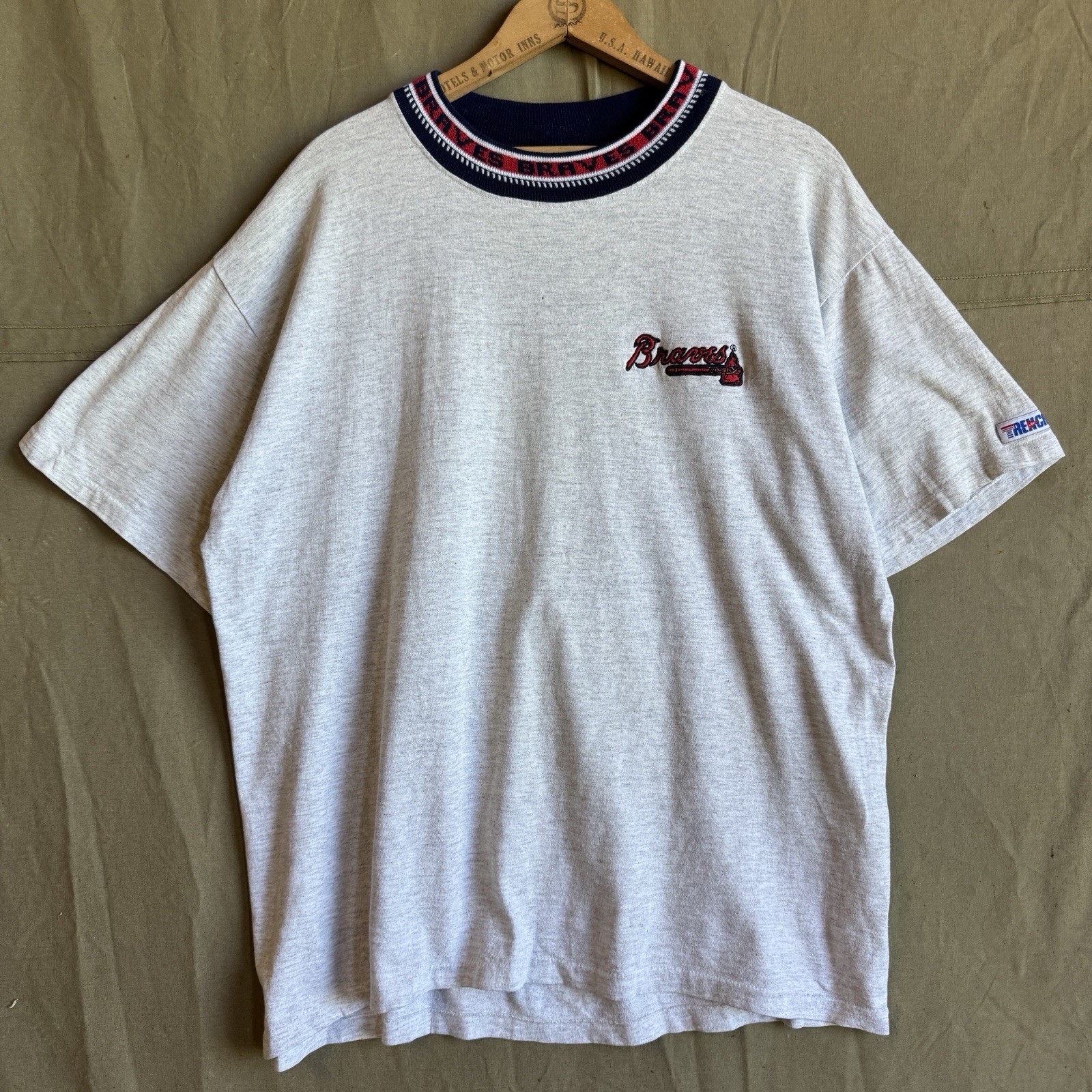 Vintage Atlanta Braves Baseball MLB Trench Ultra USA Single Stitch T Shirt Sz Lg