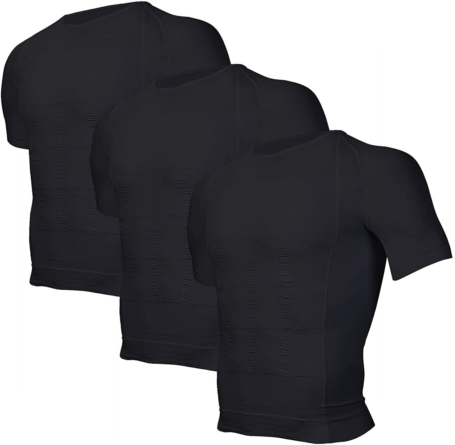 3 Pack Men Body Shaper Slimming Shirts Vest Compression Short Sleeve Shapewear gallery