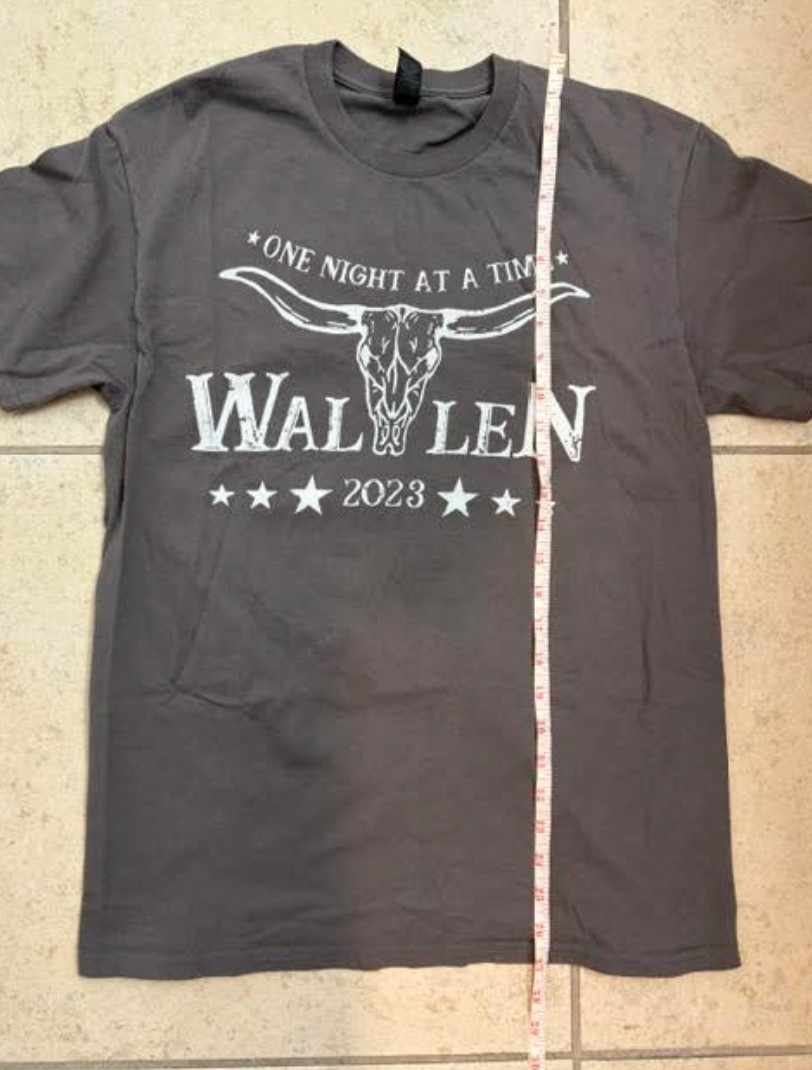 Morgan Wallen Tour 2023 T-Shirt Medium Unisex Gray One Night At A Time NWOT gallery