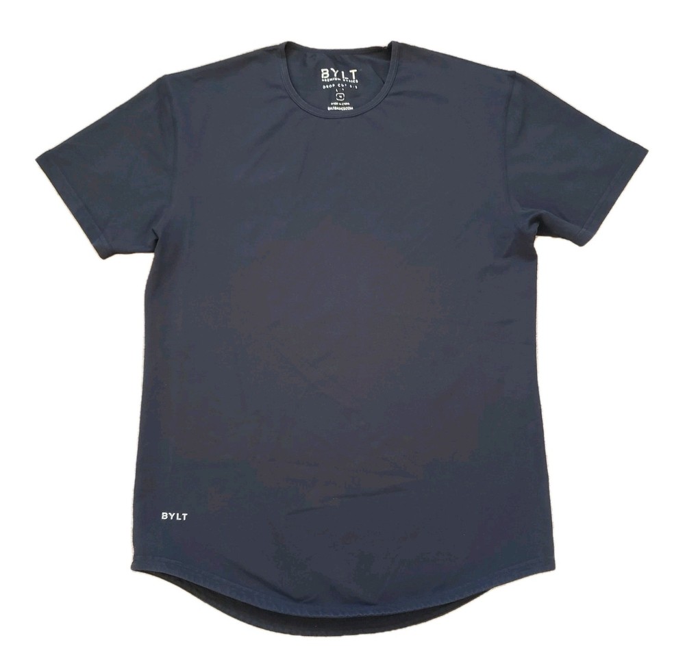 Bylt Drop Cut Lux Short Sleeve Sz Medium Mens Black Stretch T-Shirt Plain Blank