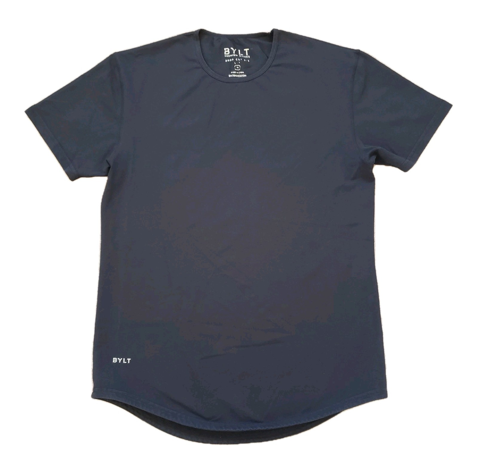 Bylt Drop Cut Lux Short Sleeve Sz Medium Mens Black Stretch T-Shirt Plain Blank