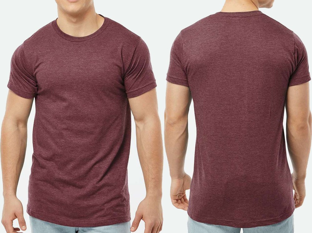Mens Heathered Tee Soft Blended Fine Jersey Reactive Dyed T-Shirt XS-5XL NEW!