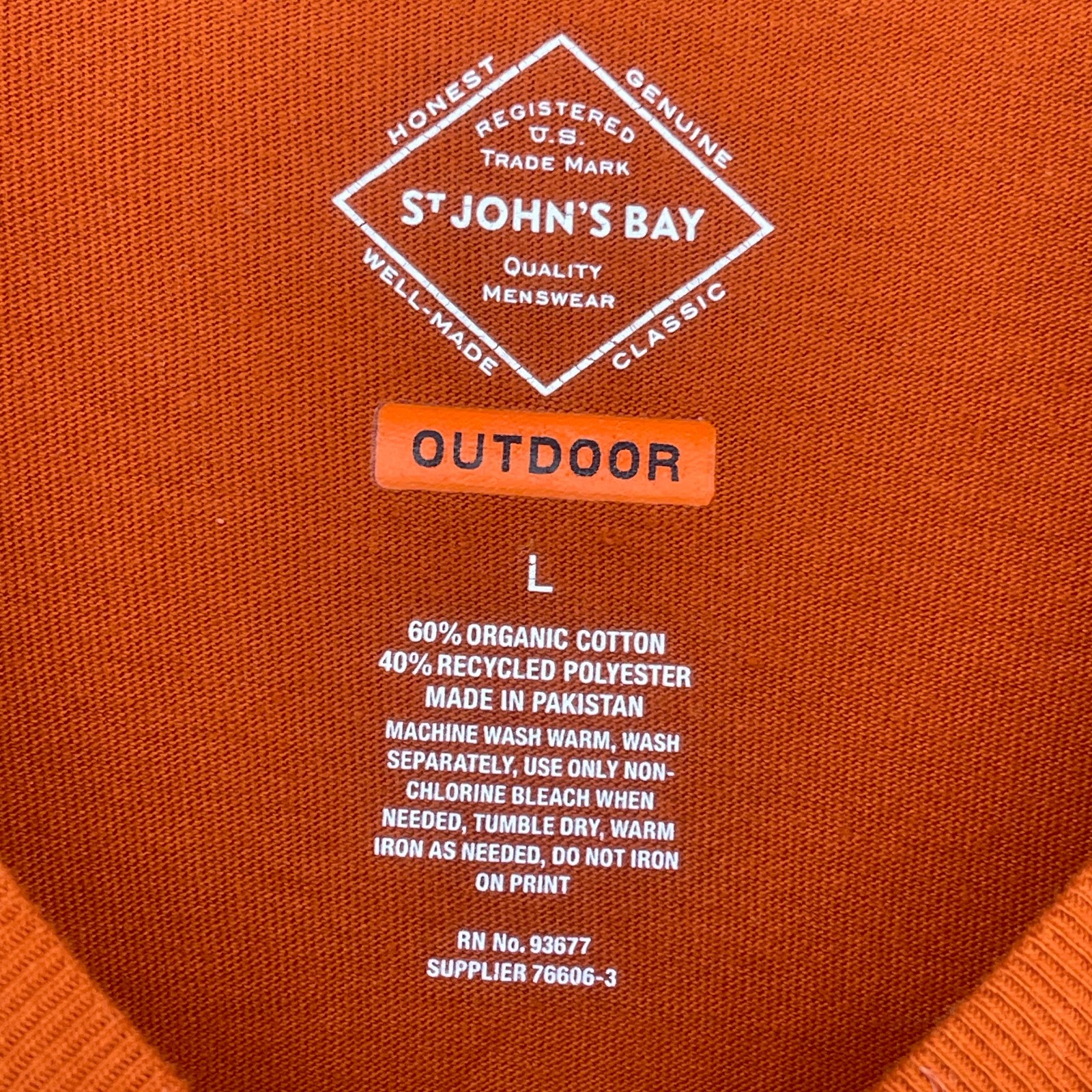 ST JOHNS BAY Shirt Mens L Lake George The Narrows NY Glen Island Outdoor Orange gallery