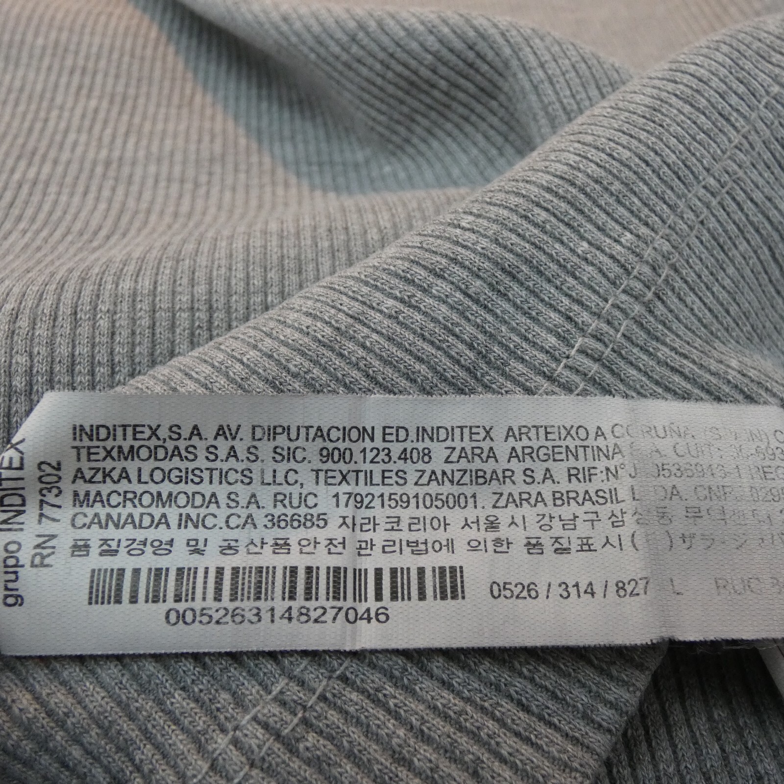 ZARA Mens Grey T Shirt Ribbed Cotton Short Sleeve Minimalist Everyday Casual L gallery