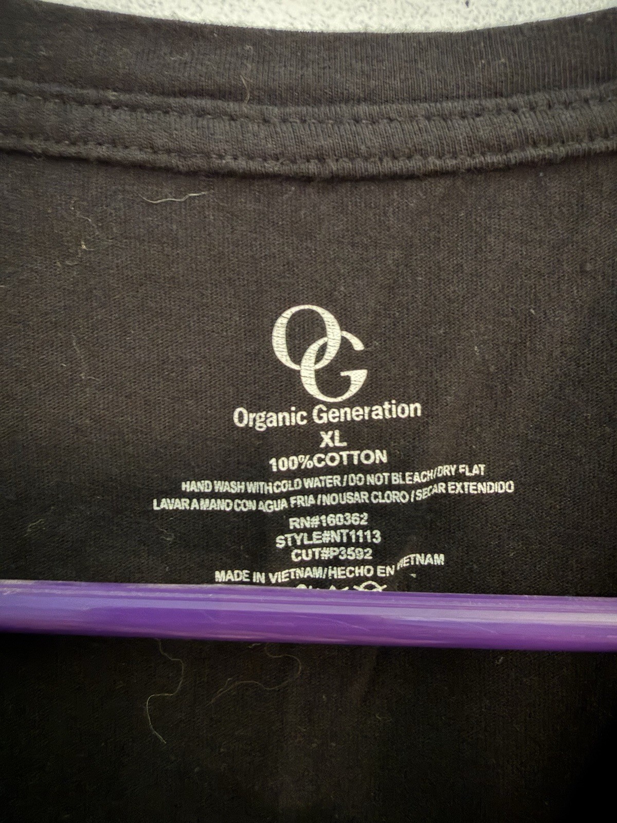 Organic Generation Men's XL Black Cotton Knit Crew Neck Short Sleeve Nature Tee gallery