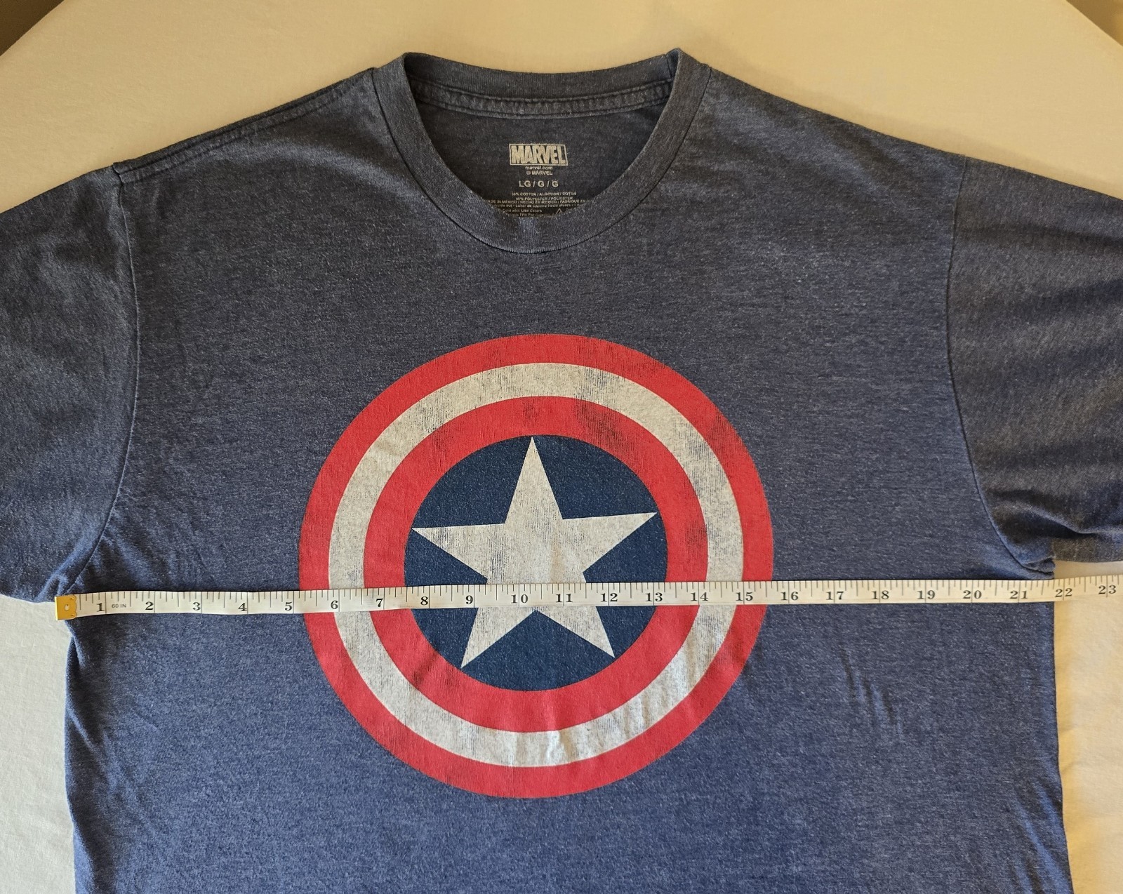 Marvel T-Shirt Captain America Distressed Shield Graphic Logo Blue Size Large gallery
