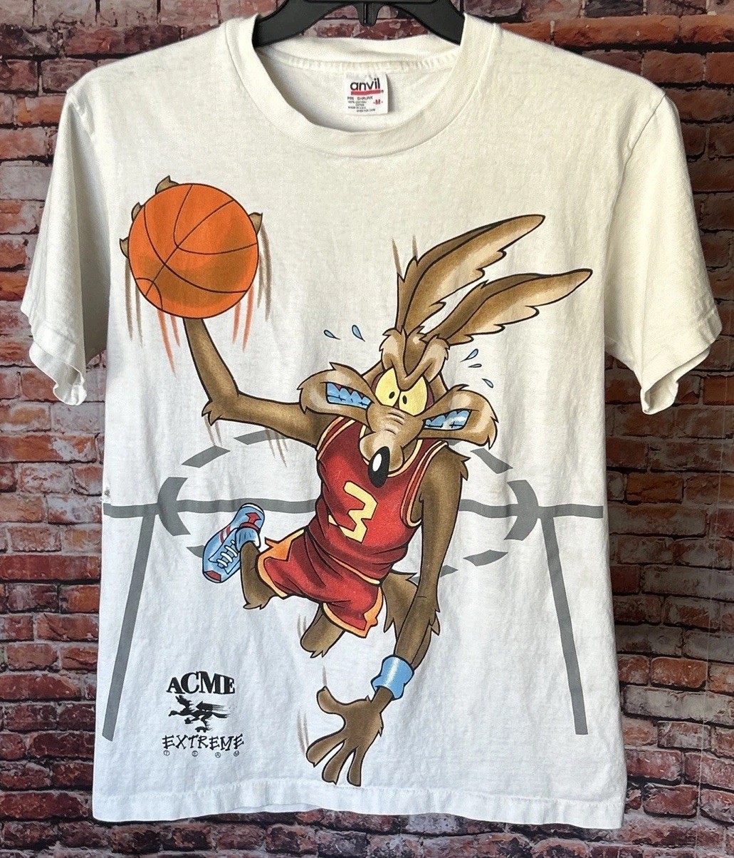 Vtg 1994 Looney Tunes Wile E Coyote Basketball ACME Single Stitch T-Shirt Size M