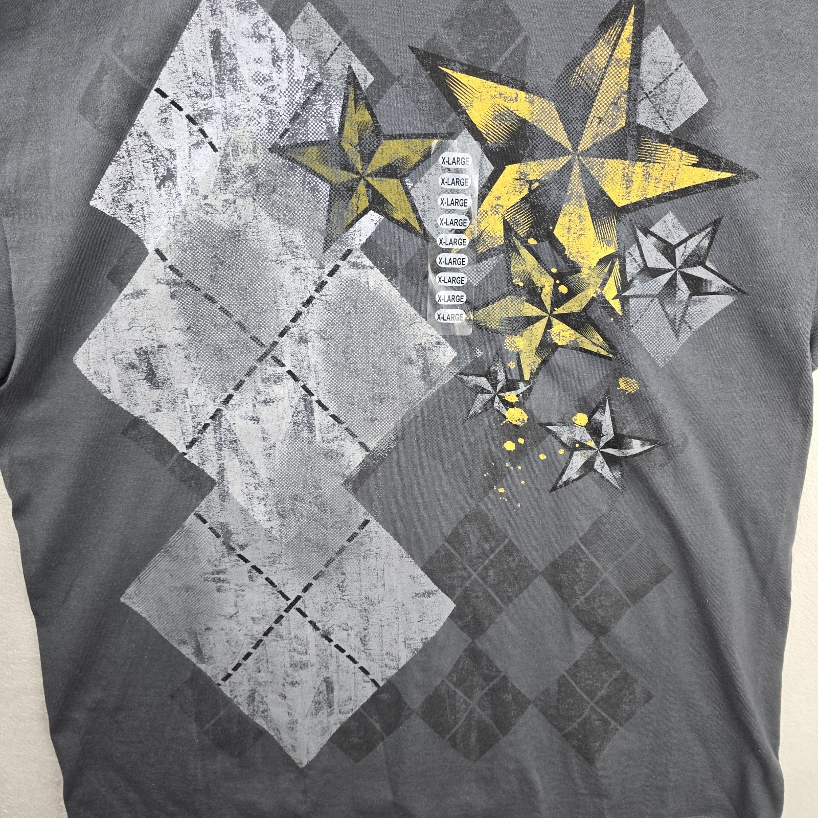Vtg Y2K Hybrid Tee Shirt XL Stars Argyle Pinkman Grunge Goth Punk Skater MMA gallery