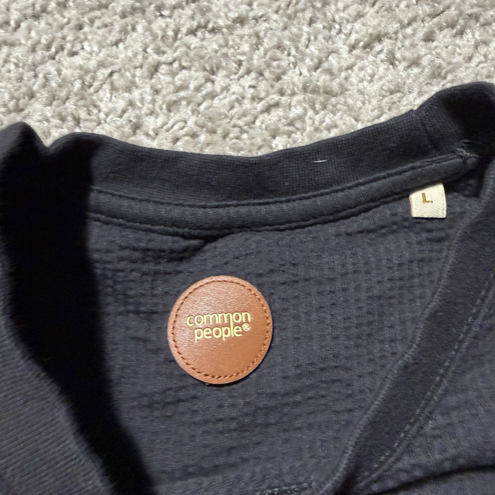 Common People Textured Waffle Shirt Mens Large Black Short Sleeve Tshirt Minimal gallery