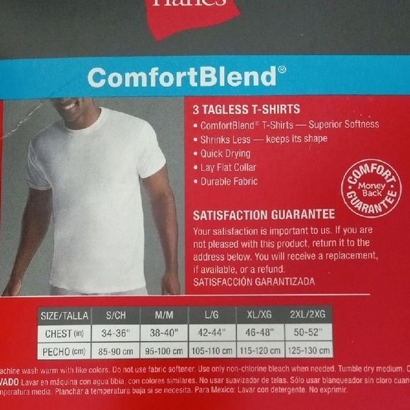 Hanes Size XL T-Shirts 3-Pack Comfort Blend Tagless Lay Flat Collar White NEW gallery