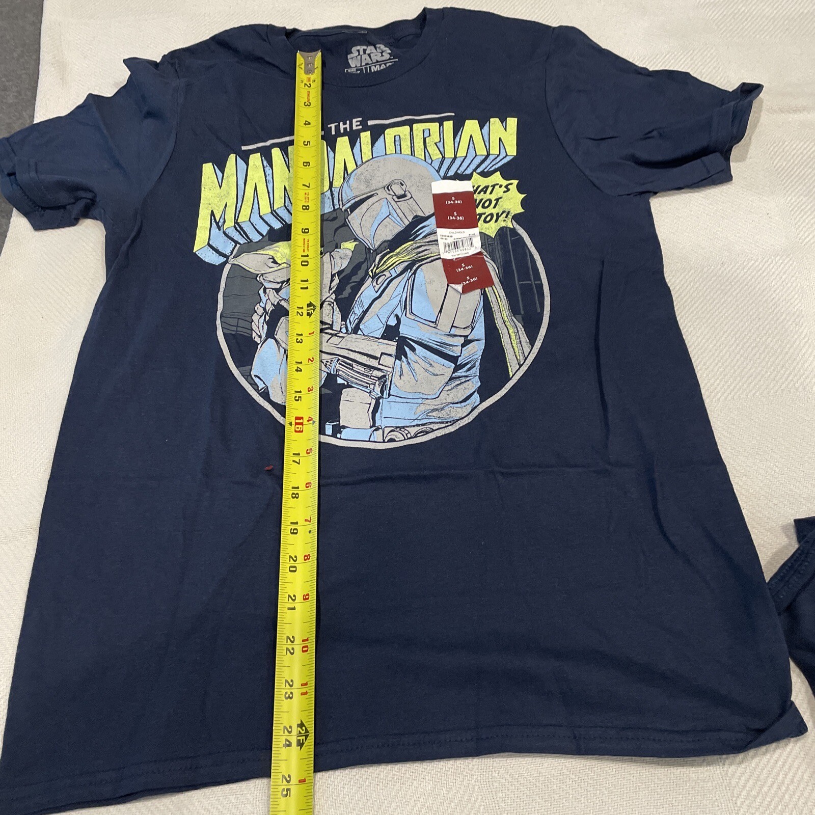 NEW Star Wars Mandalorian Mando & Grogu Navy Graphic Mens T-Shirt Size S (34-36) gallery