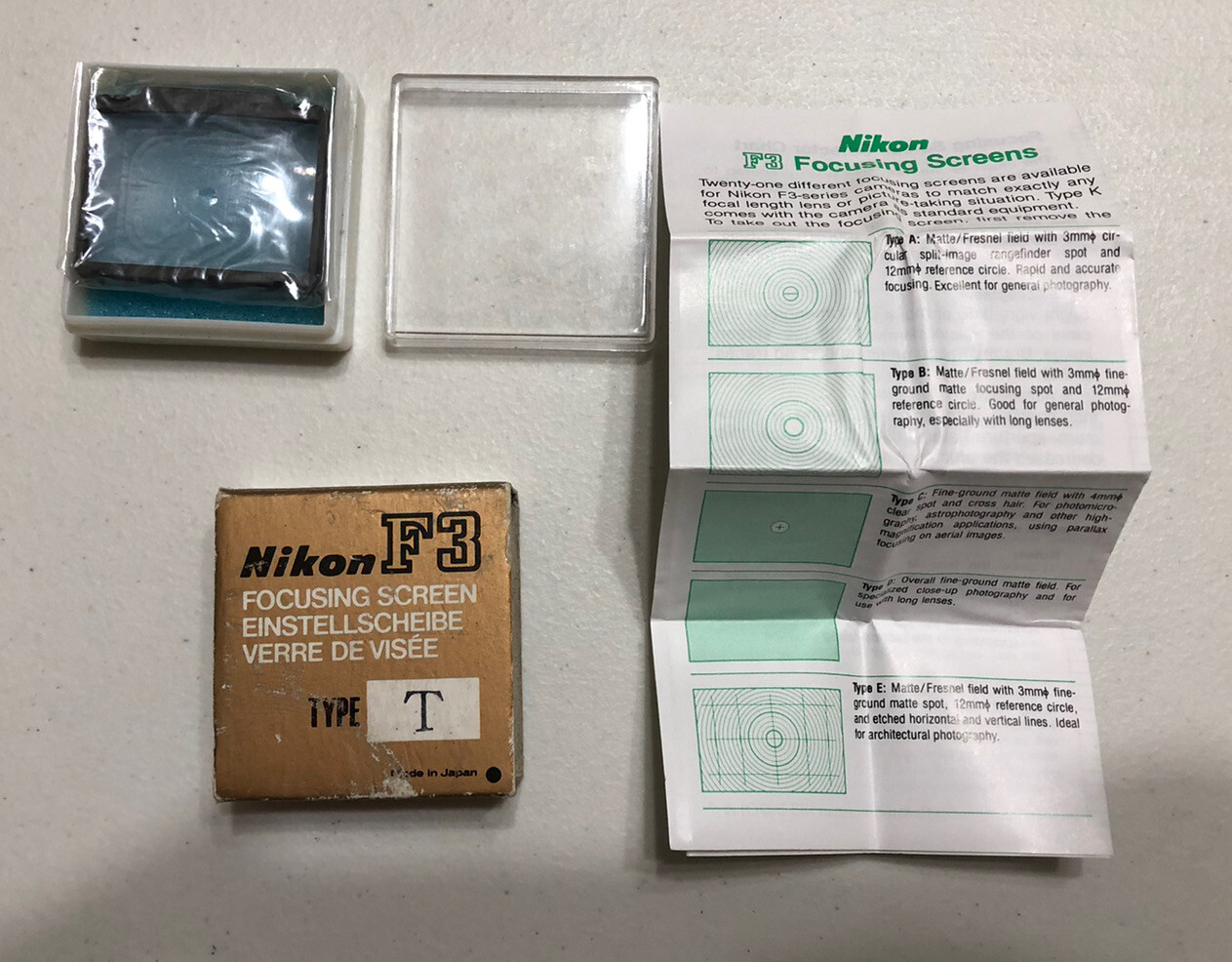 Nikon F3 Focusing Screen Type T for F3 F3HP from JAPAN With Manual And Box