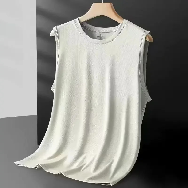 Men's Ice Silk Mesh Vest Lightweight Sports Summer Wear Sleeveless T-shirt Tank gallery