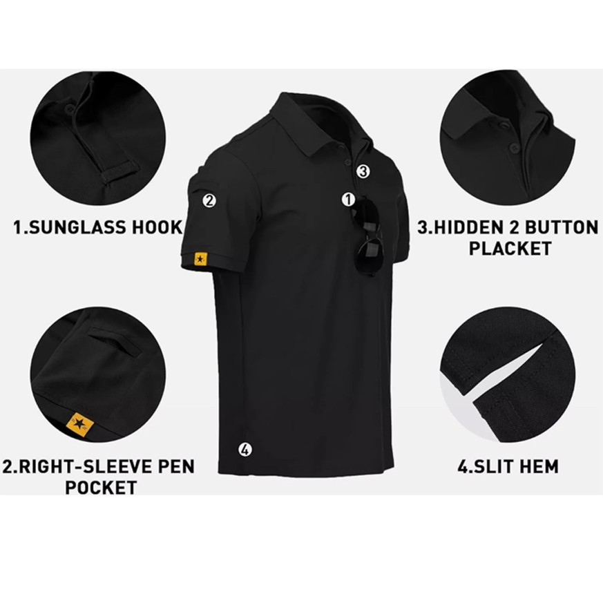Mens Tactical Polo Shirt Short Sleeve Quick Dry Combat Short Sleeve Work Shirt gallery