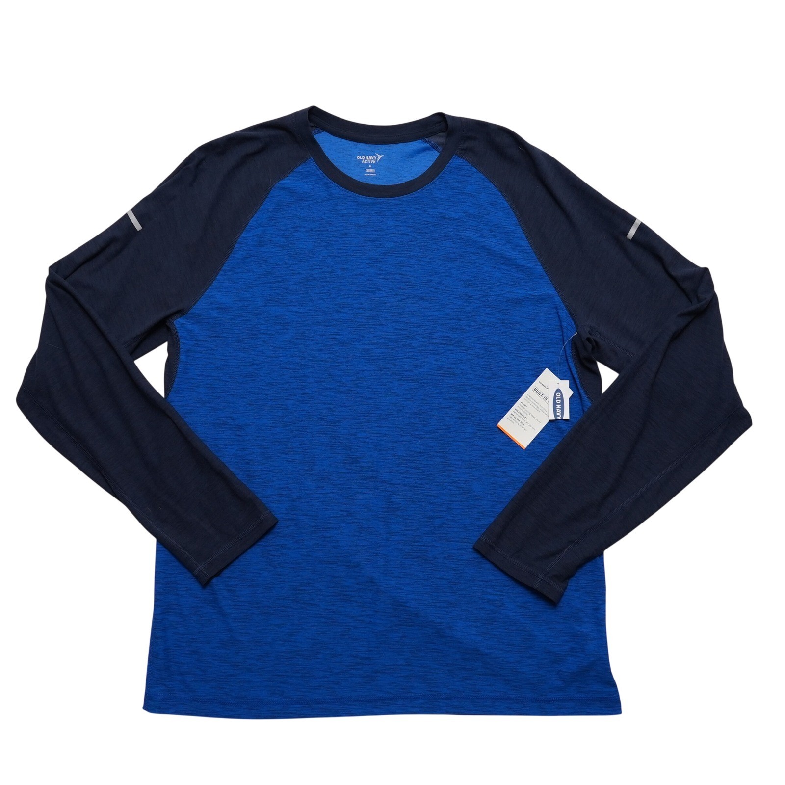 Old Navy Active Go-Dry Long Sleeve Mens XL Blue Raglan Crewneck Shirt