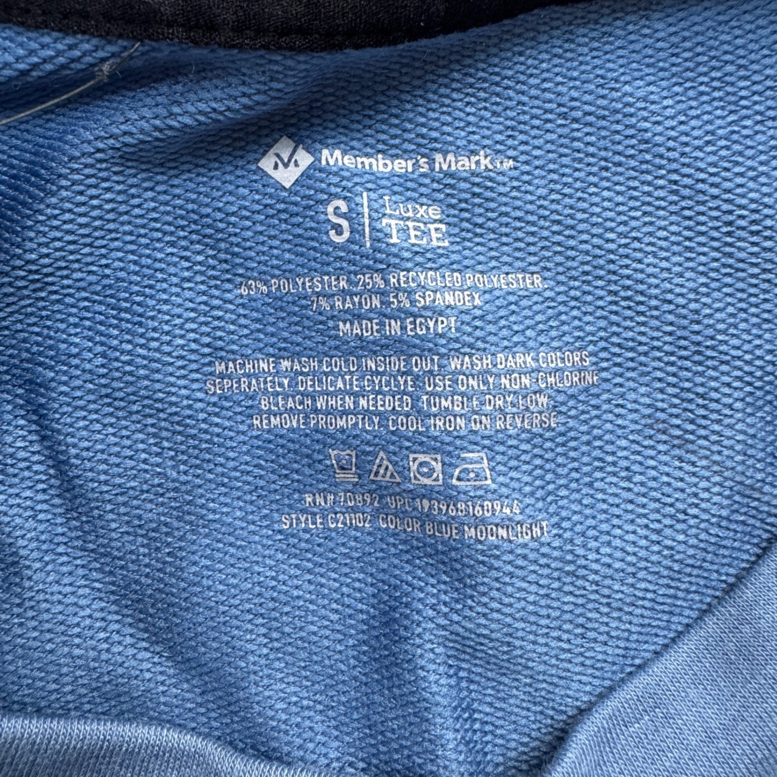 Members Mark Luxe Tee Mens Small Blue Moonlight Short Sleeve Media Pocket C21102 gallery