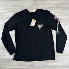 Chubbies The Airborne Black Pocket Long Sleeve Weekend Print Preppy Mens Med NWT
