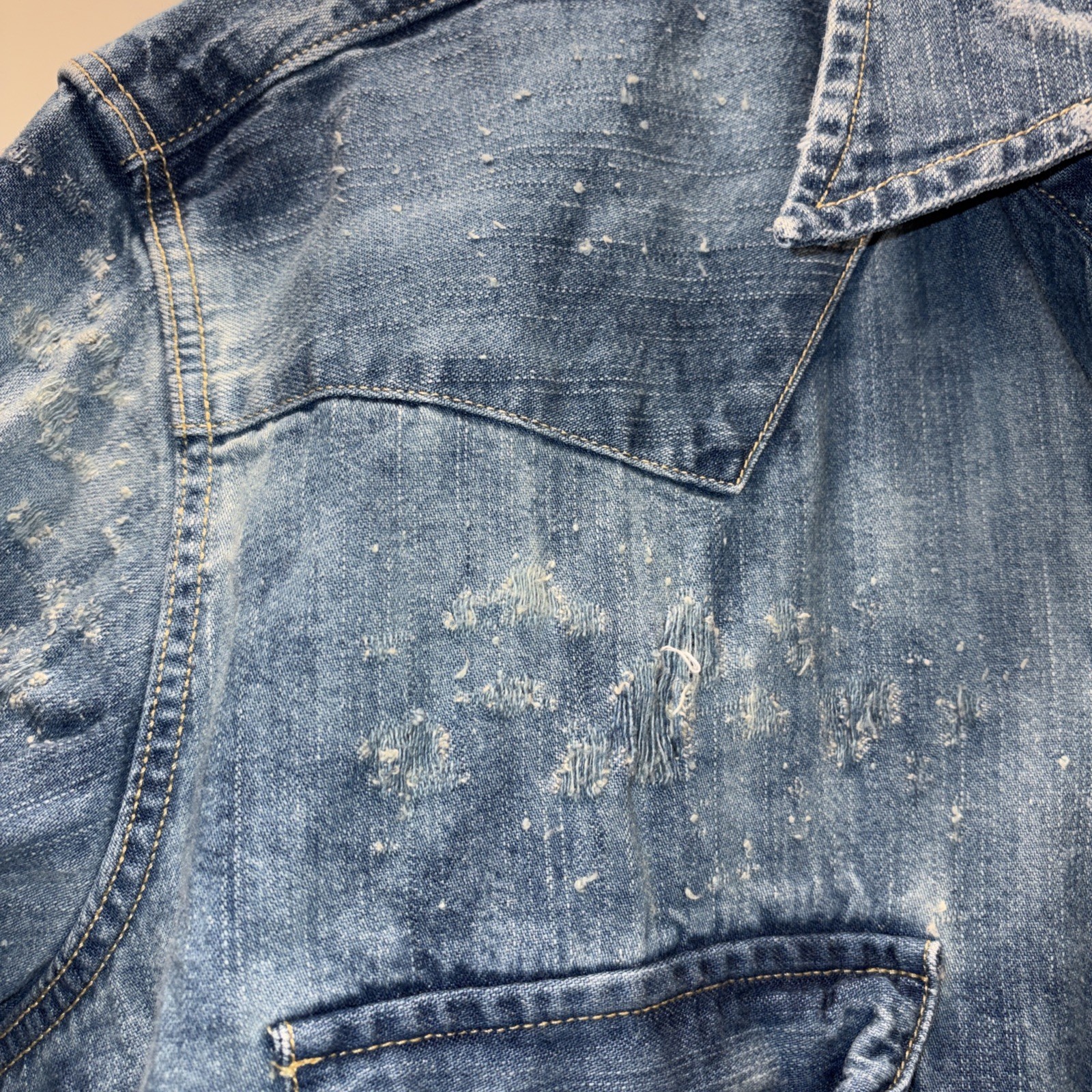 RARE Levi's Vintage Clothing Sawtooth Western Shirt MenSz L LVC Distressed Denim gallery