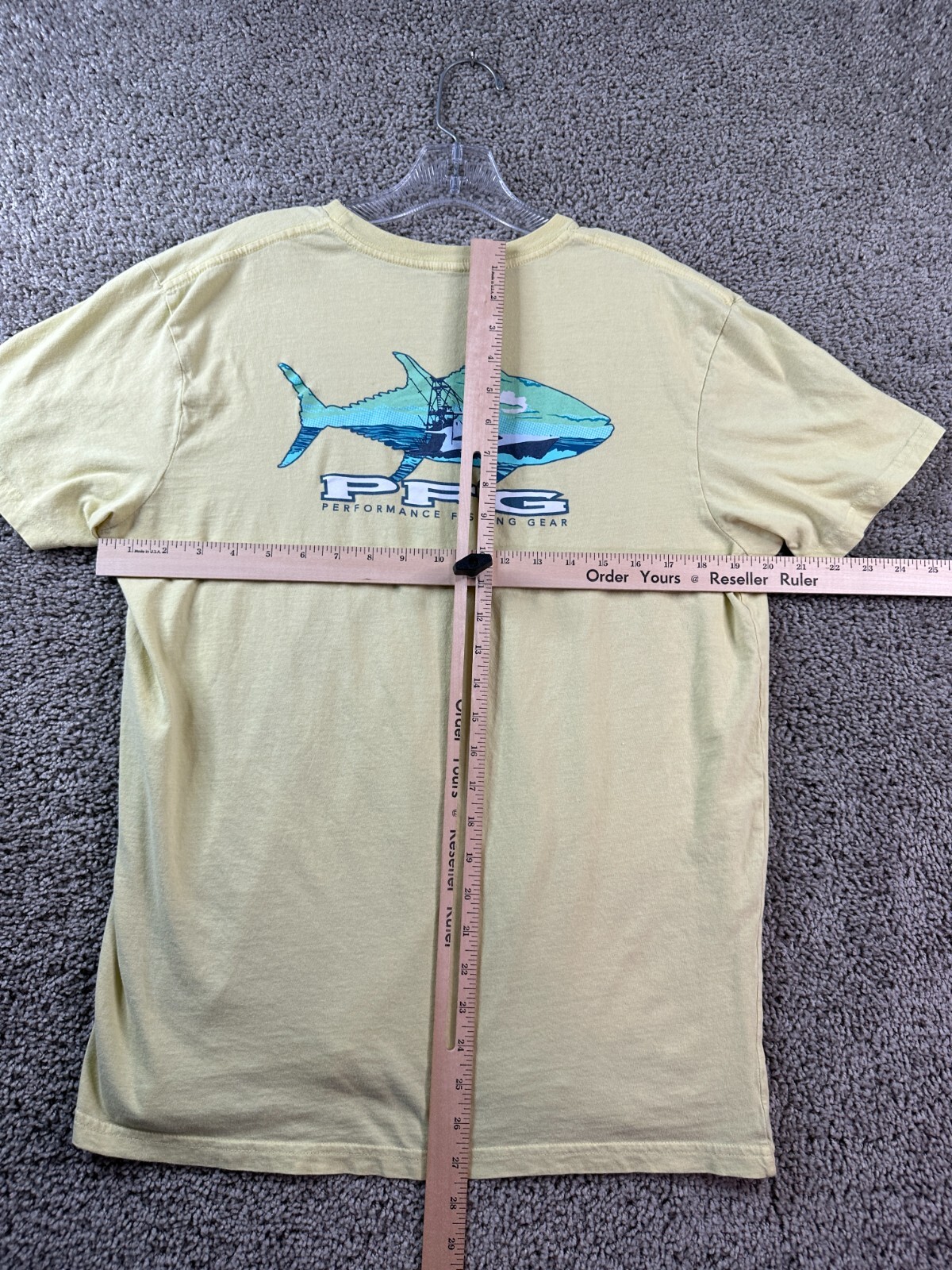 Columbia PFG Shirt Mens Large Yellow Blue Sport Fisherman Short Sleeve FLAW gallery