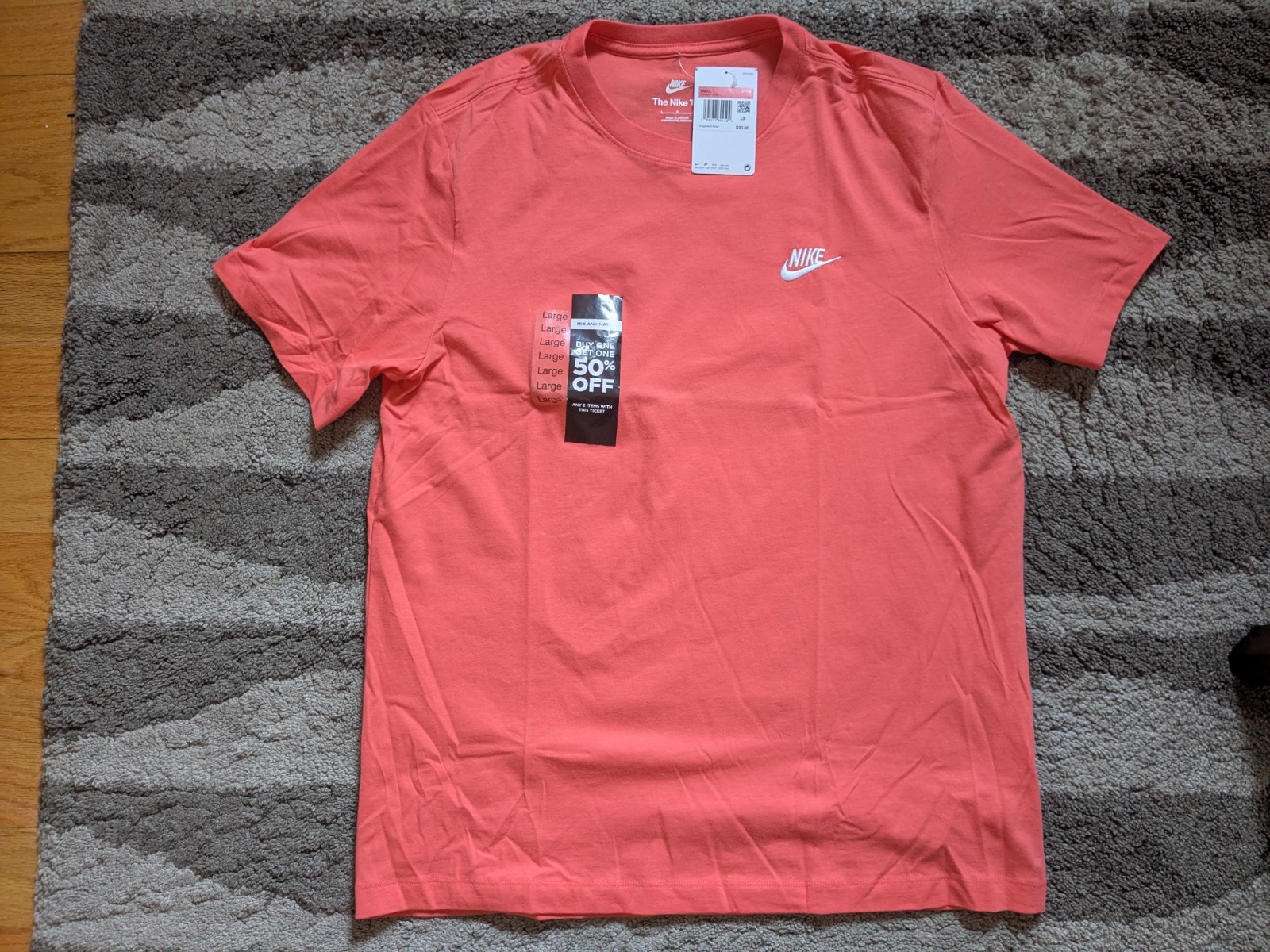 Nike Shirt Men’s Adult Large Orange Sportswear Magic Ember Short Sleeve