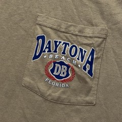 Vintage Daytona Beach FL Jerzees Pocket T Shirt Mens XL Tan Summer Ocean Y2k Tee