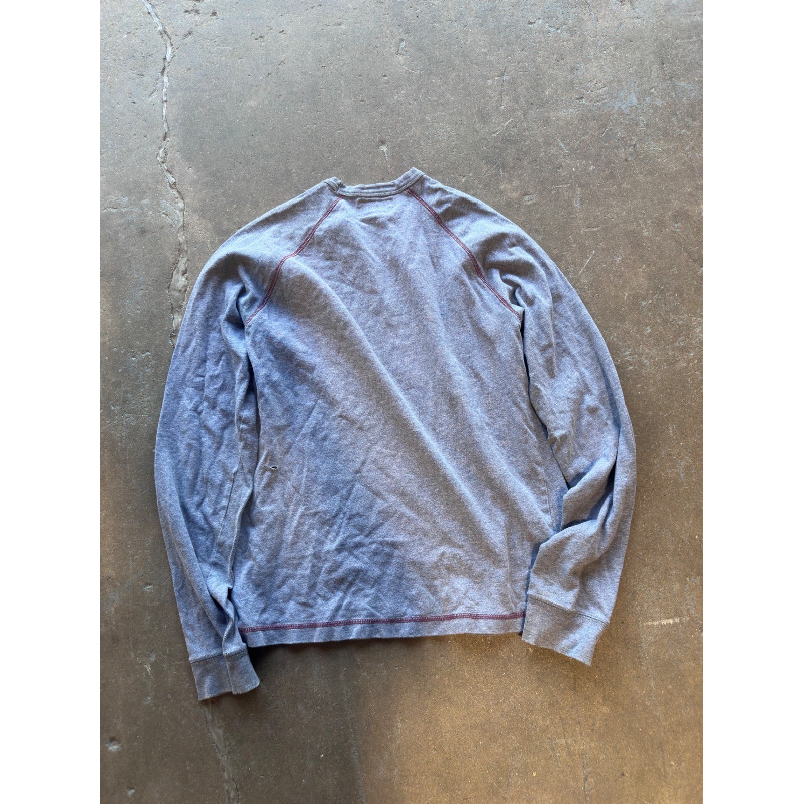 Y2K Abercrombie & Fitch Mens Long Sleeve Graphic T-Shirt Gray Burgundy Raglan S gallery