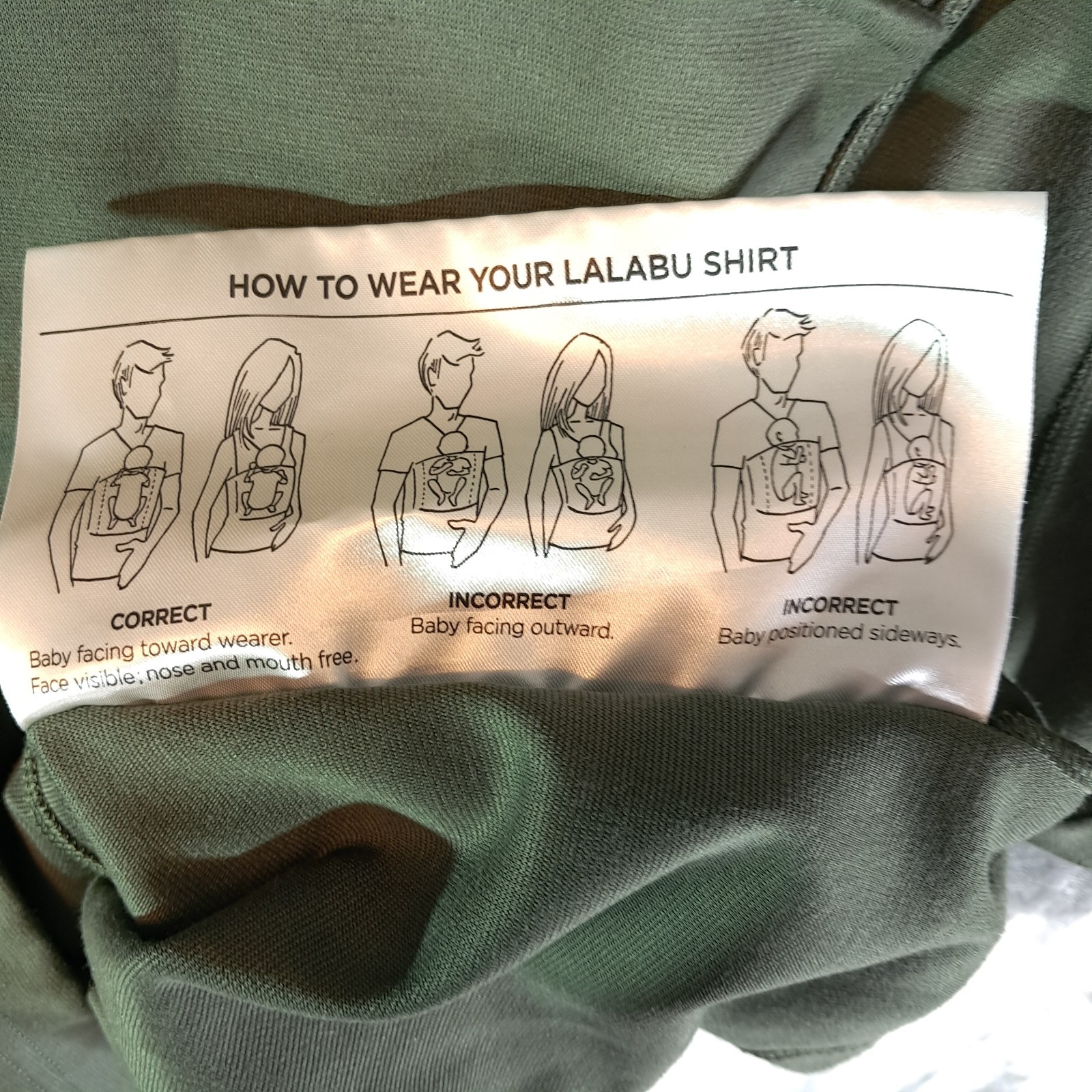 LALABU Dad Shirt Mens Size Large Green Baby Carrier Soothing Kangaroo Pocket gallery
