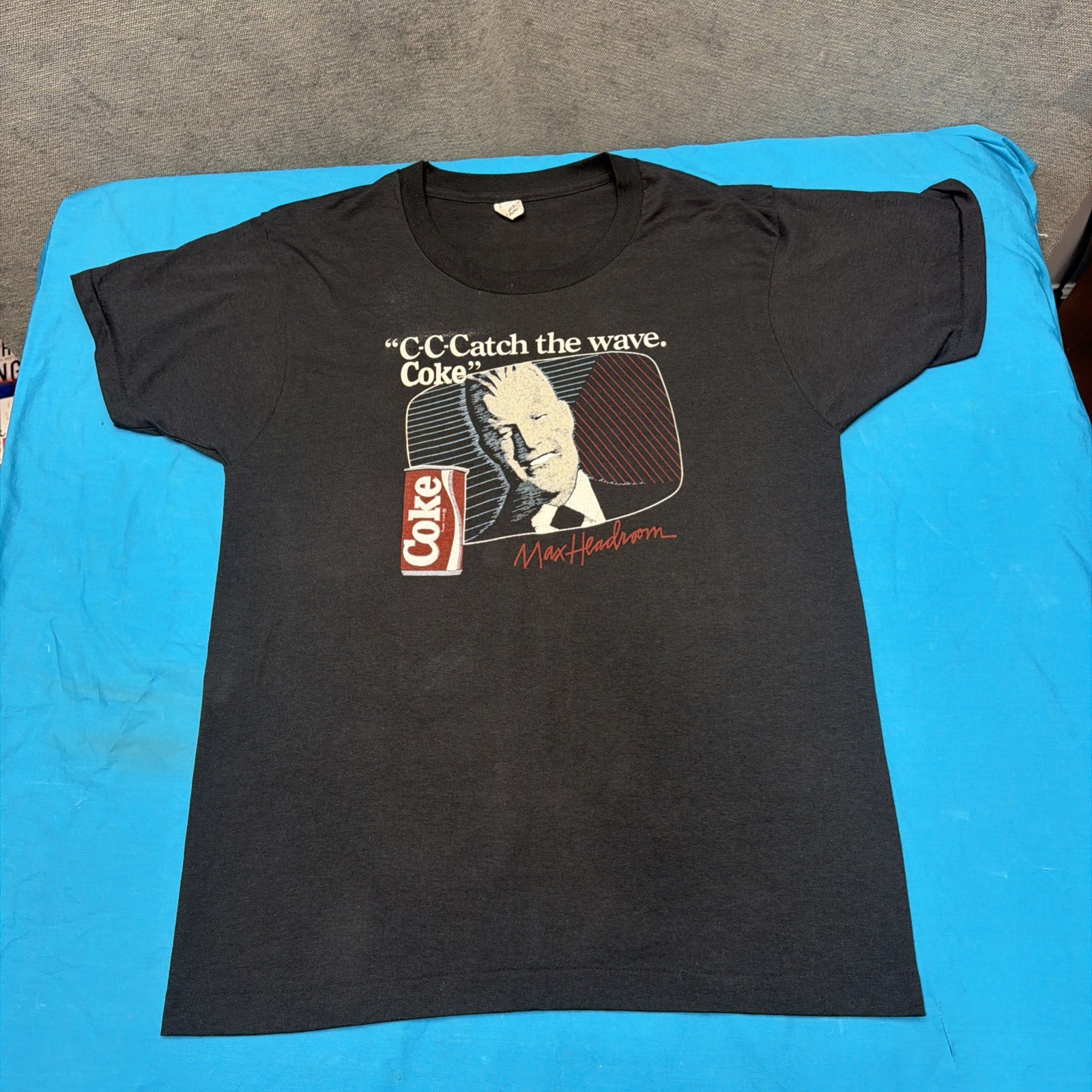 1987 Max Headroom Coca Cola Promo T Shirt Large Screen Stars USA Vintage Coke gallery