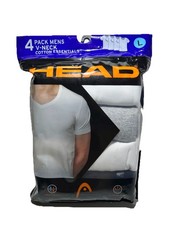 New Head Men’s 4 Pack V-Neck Cotton Essential Soft Cotton T-Shirts Size S and L