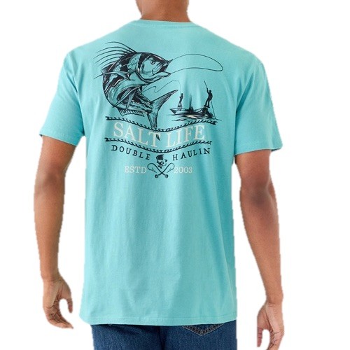 SALT LIFE Sea Green “DOUBLE HAULIN'” S/S – POCKET – T-SHIRT MEN’S XXLARGE NWT