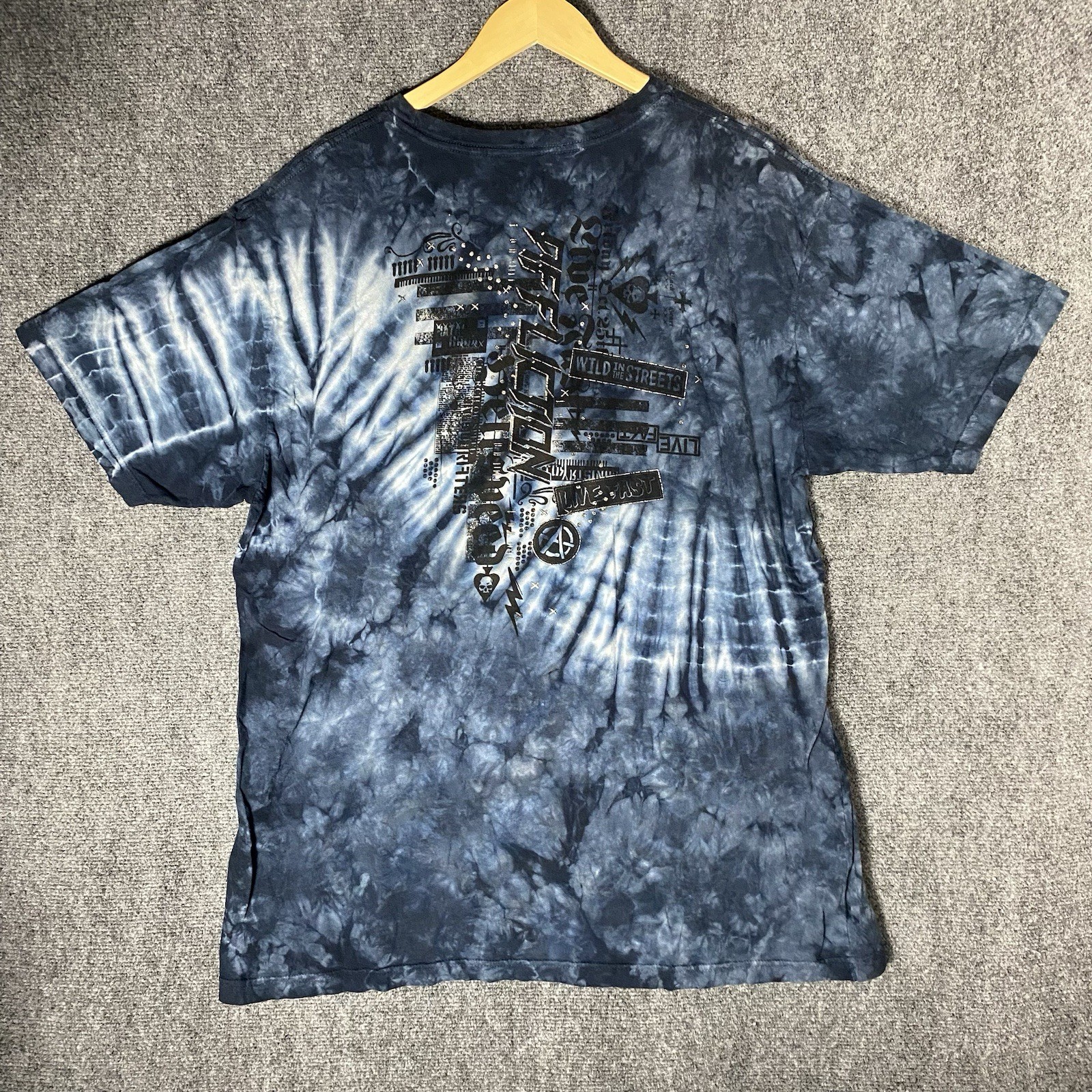 Affliction T Shirt Mens 4XL Preshrunk Blue Double Sided Y2K Grunge Cotton 2000s gallery