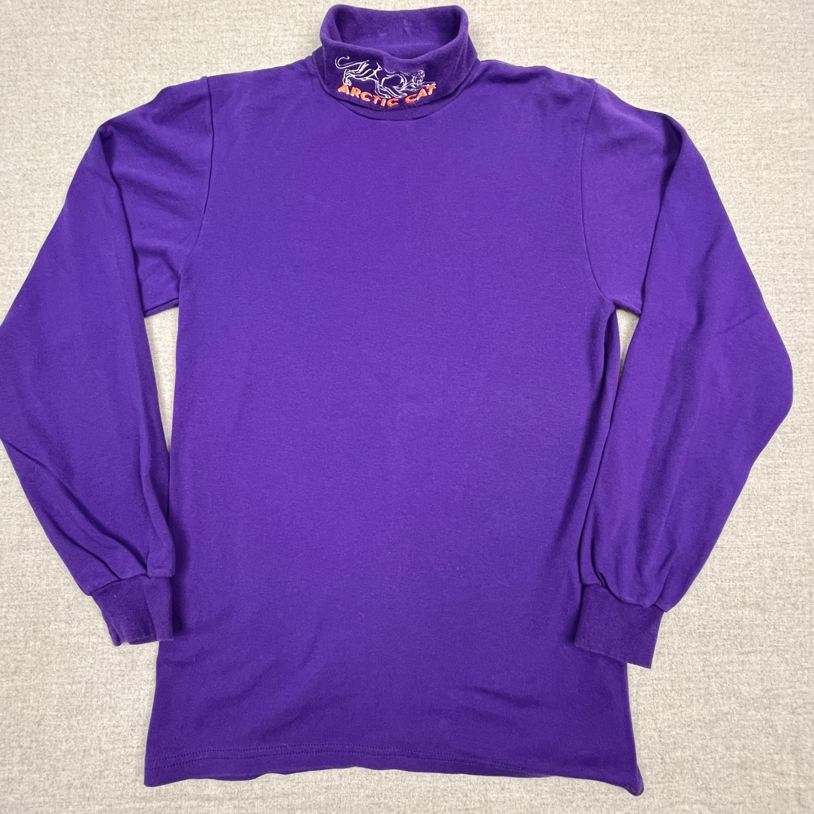 Vintage Arctic Cat Mock Neck Shirt Purple Embroidered Logo Adult S Snowmobile