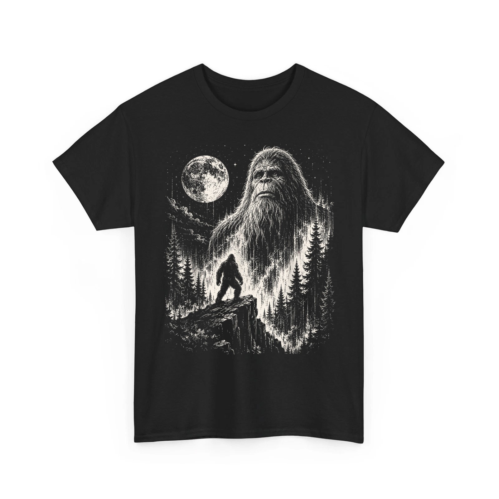 Bigfoot Sasquatch Graphic Tee Cryptid Big Foot Moon Nature Retro Unisex T-Shirt gallery