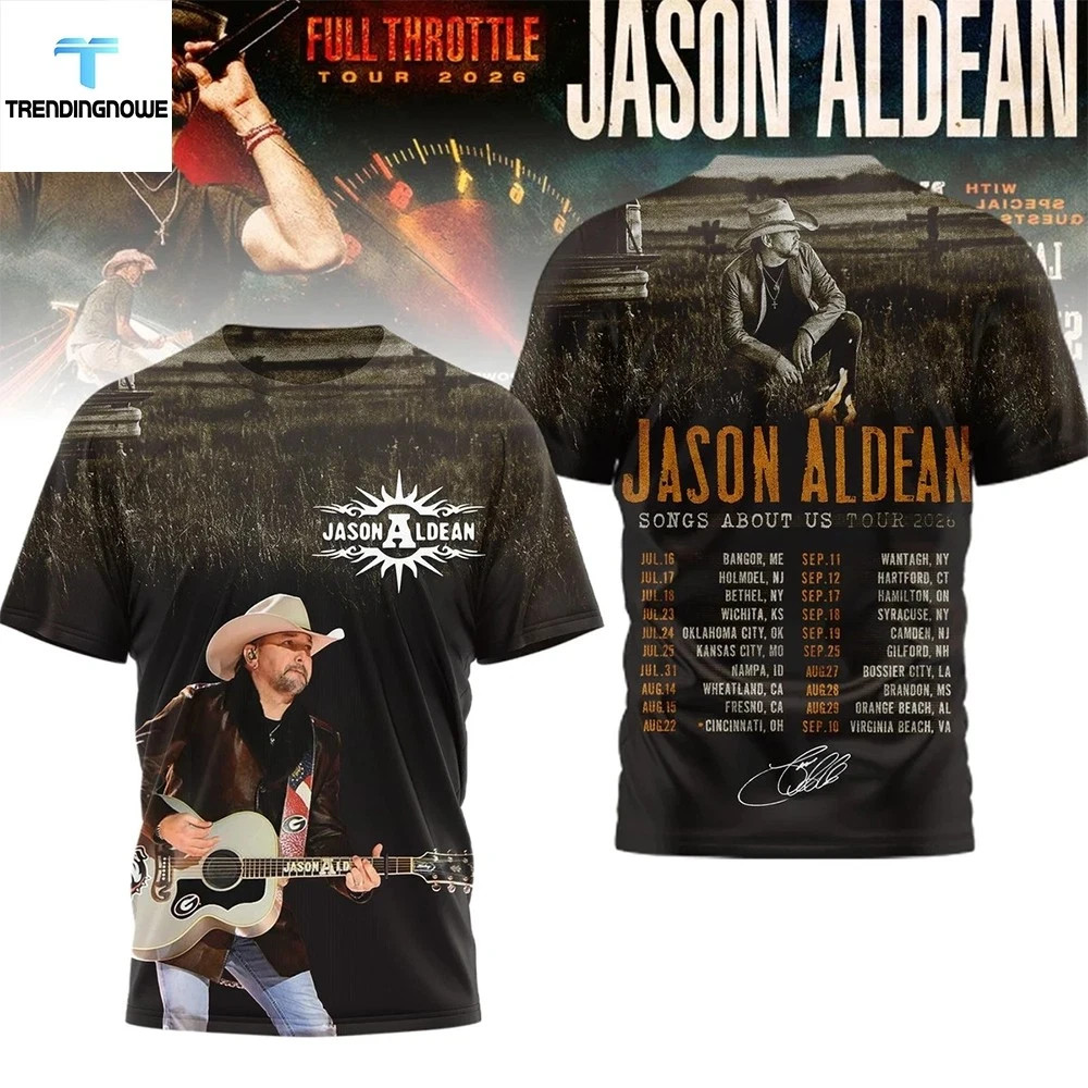 Jason Aldean Full Throttle Tour 2026 3D T-shirt All Sizes BT2068