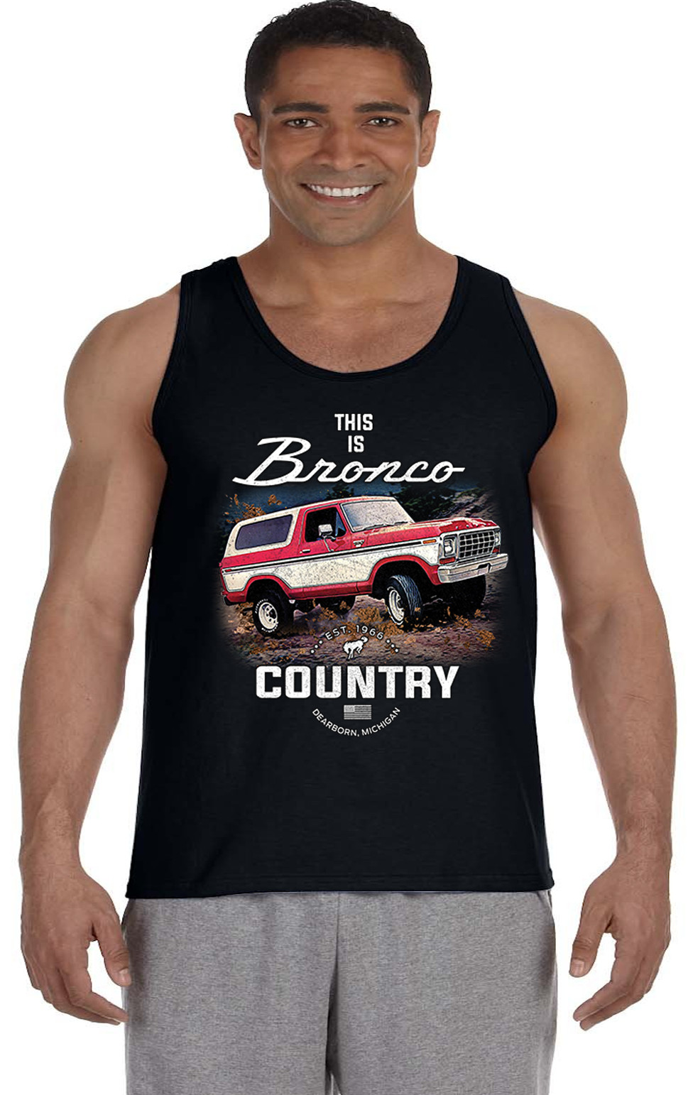 Mens Tank Top Sleeveless Muscle Tee Shirt Ford Bronco Country gallery