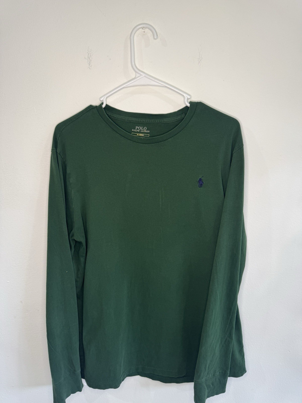 Polo Ralph Lauren Green Blue Pony Men’s Long Sleeve T Shirt Layer Size M 1defect