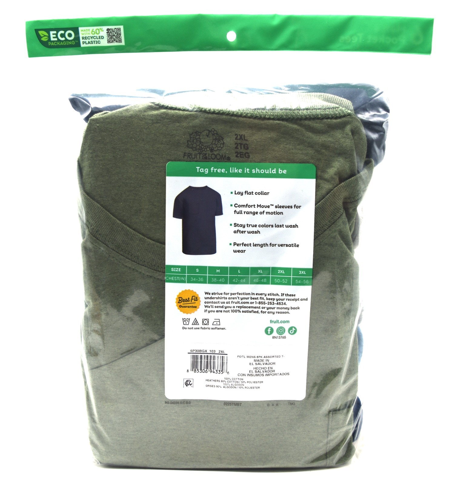 6 Fruit Of The Loom 2XL 50-52 Black Gray Pocket T-Shirts 2EG 127-132 CM gallery