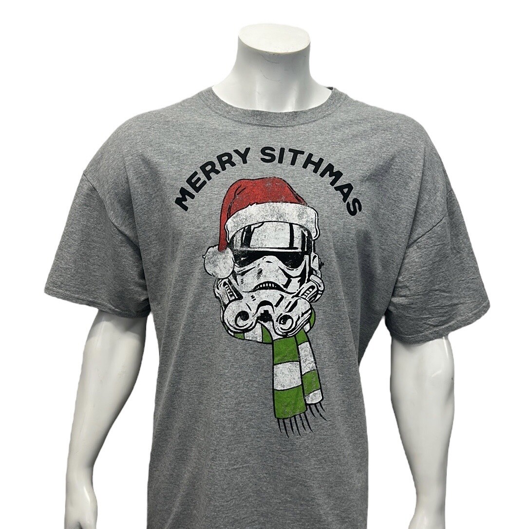 Star Wars "Merry Sithmas" Christmas Storm Trooper Gray Graphic T-Shirt Size XXL gallery