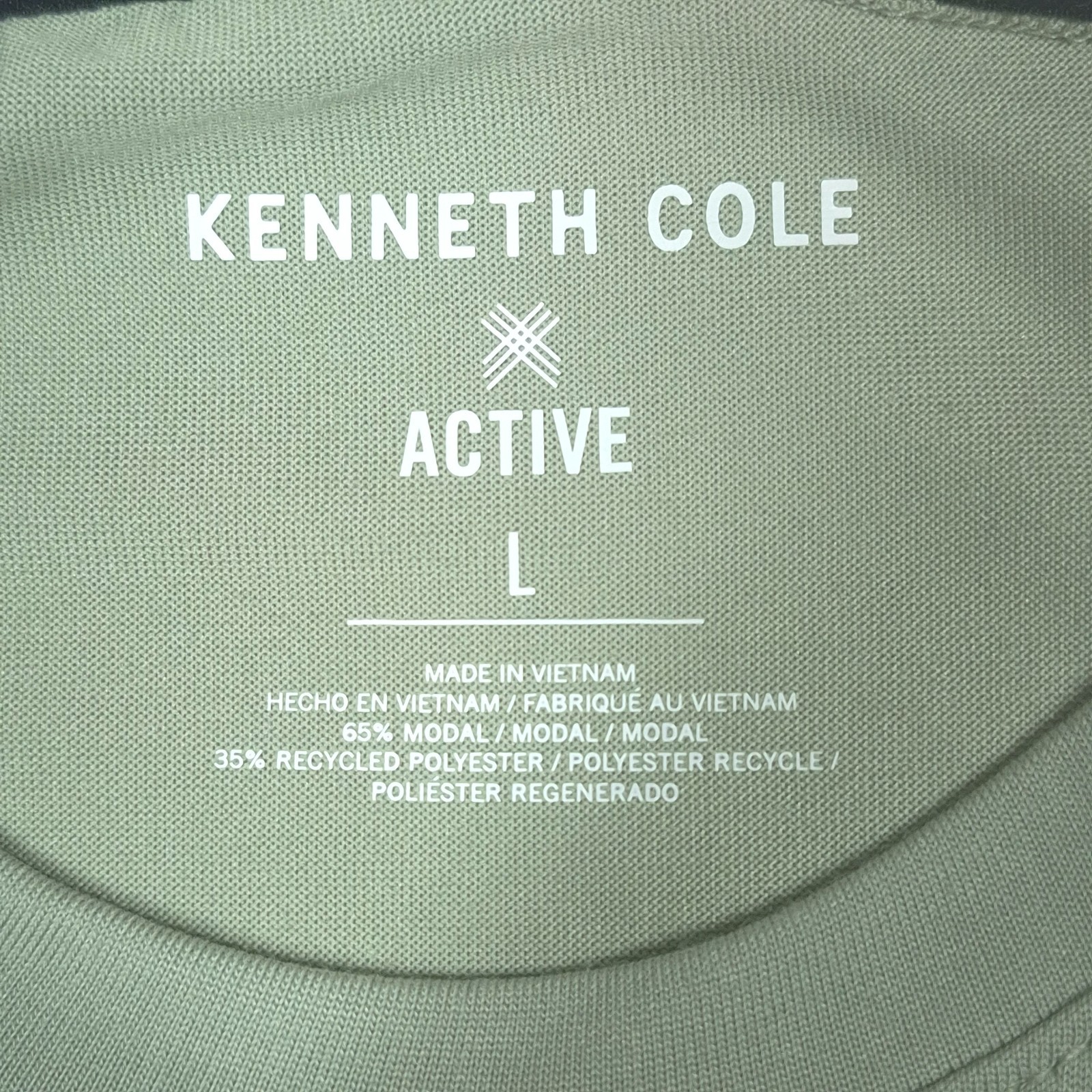 Kenneth Cole Tech SS Tee Shirt Sz L Seagrass Modal Blend Stretch Soft Curved Hem gallery