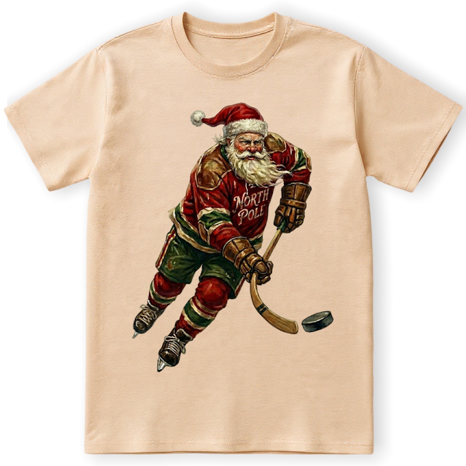 Vintage Santa Hockey T-Shirt North Pole Jersey Christmas Holiday Sports Sweater gallery