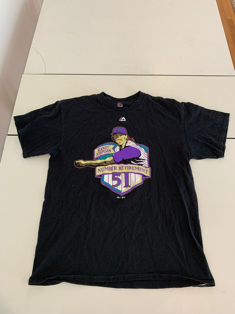 Arizona Diamondbacks Shirt Large Black Majestic Randy Johnson Retro Baseball Y2K
