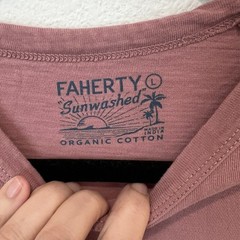 Faherty Men’s Sunwashed Pocket T-Shirt Large Short Sleeve Plum Wine Cotton