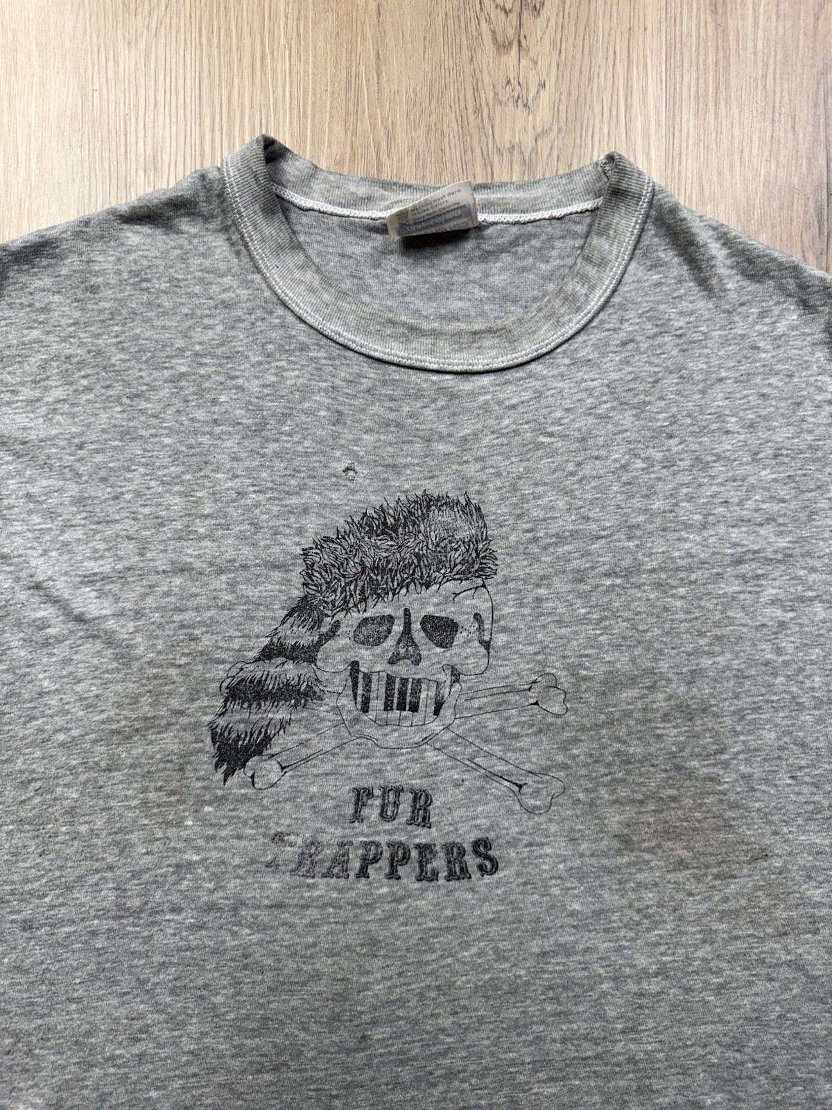 80’s VINTAGE Fur Trappers Jam Band Grey T-Shrit Size XL 5050 Skull Jolly Roger’s gallery