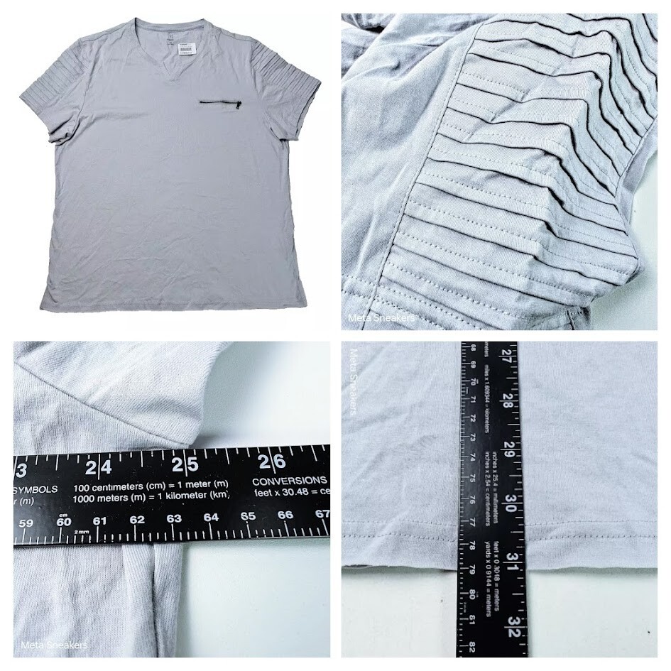 Inc Fashion 2XL Men's T Shirt Light Grey Cotton Zipper Comfort Rare Luxe New gallery