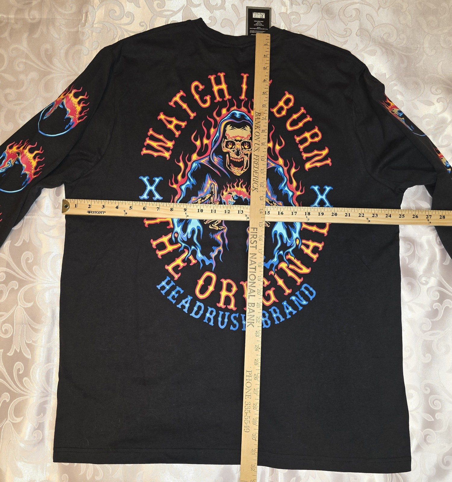NWT Headrush Watch It Burn Long Sleeve Tee 2XL XXL Skull Reaper Biker Grunge gallery