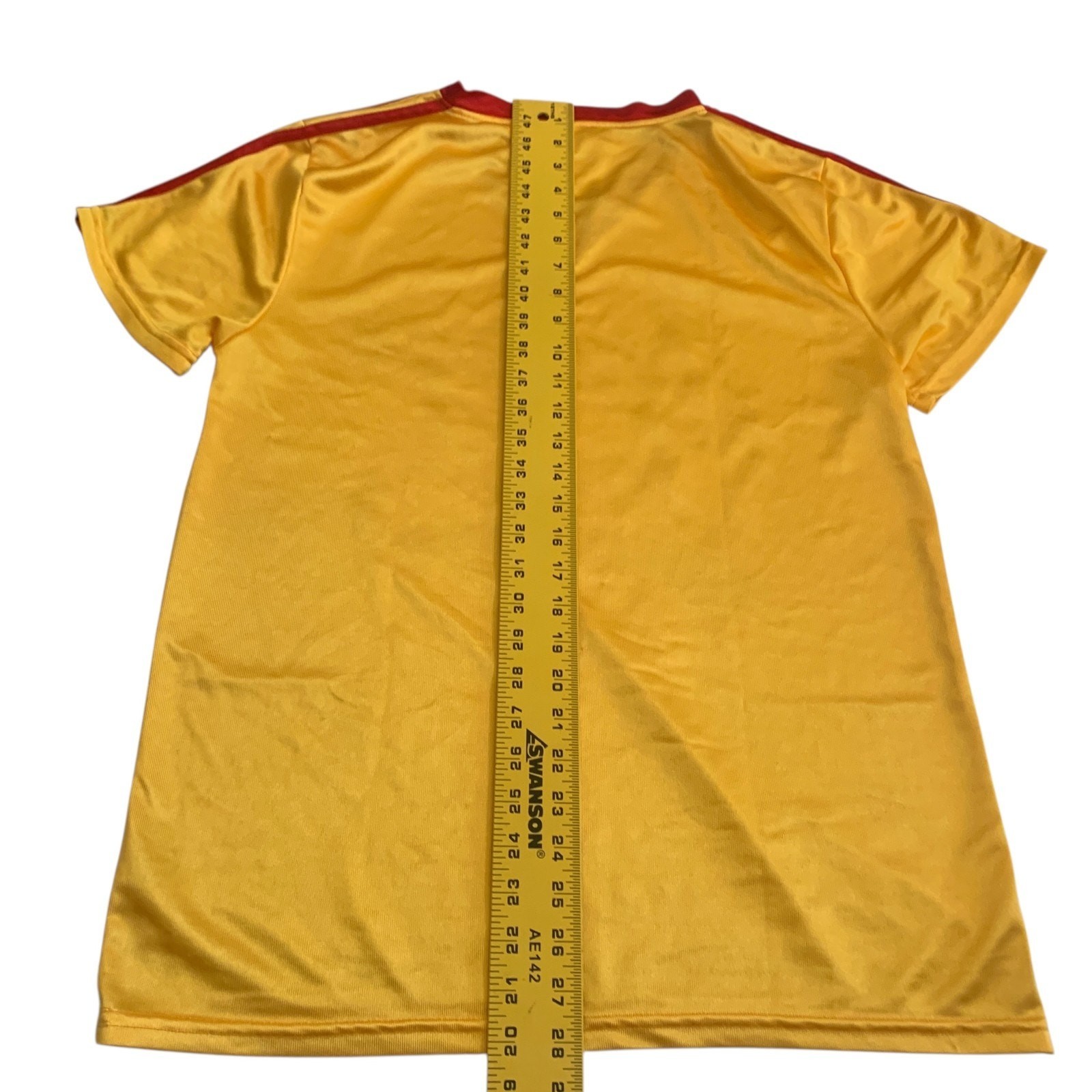 Average Joes Men's Size M Dodgeball Yellow V-Neck Costume Satin Shirt Jersey gallery