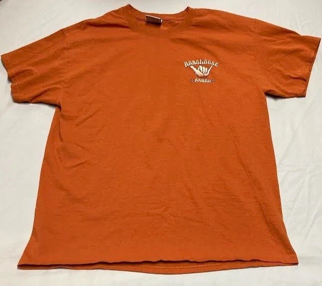 Hang Loose Hawaii T-Shirt Size Large Burnt Orange Shirt with Grapics gallery
