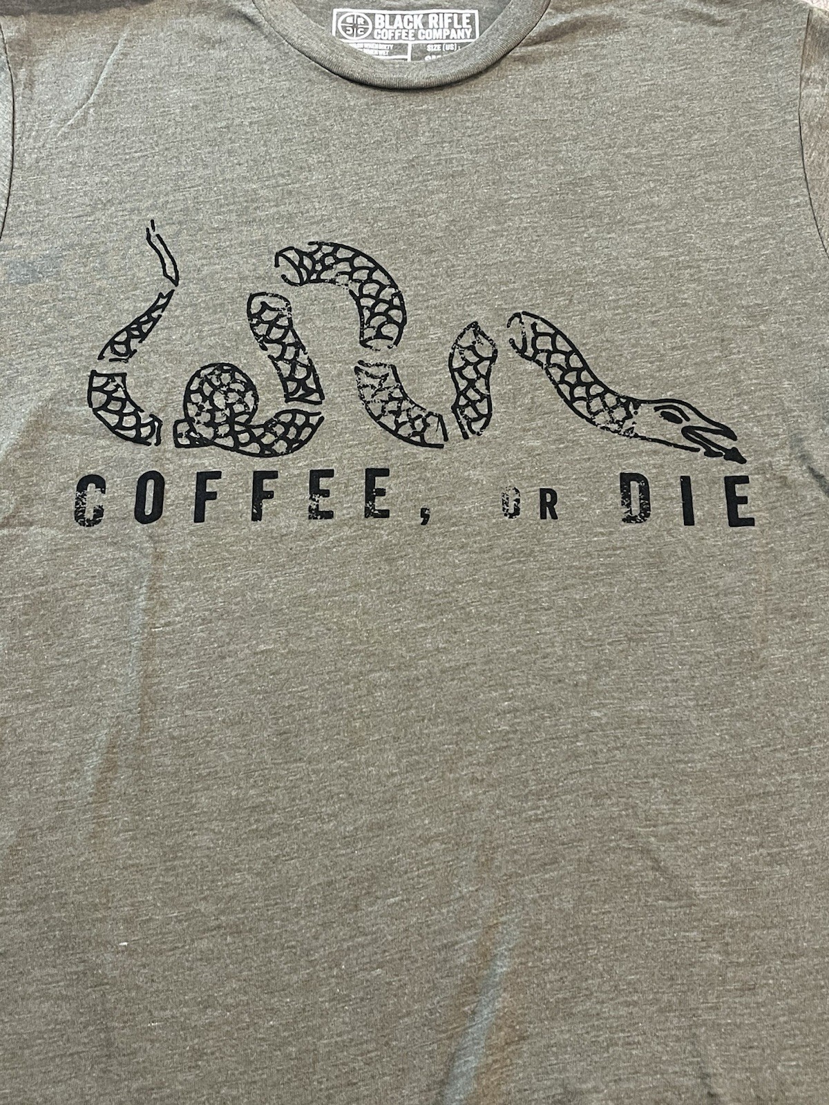 Coffee or Die Snake Black Rifle Coffee Company Olive T Shirt Men's Small gallery
